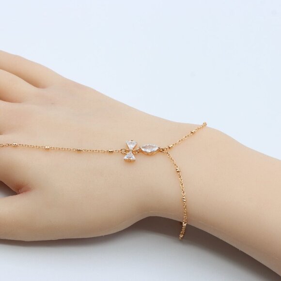 Elegant Rose Gold Bracelet with Bow Charm and Adjustable Chain, XPBL0605 - Picture 9 of 12